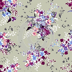 Seamless flower pattern floral allover design with background