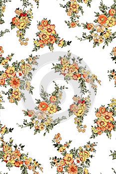 Seamless flower pattern floral allover design with background