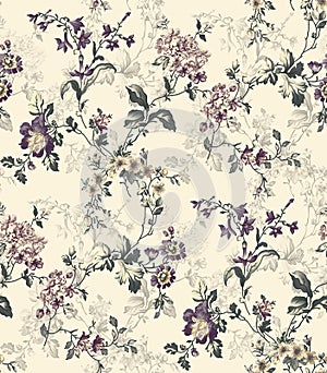 Seamless flower pattern floral allover design with background