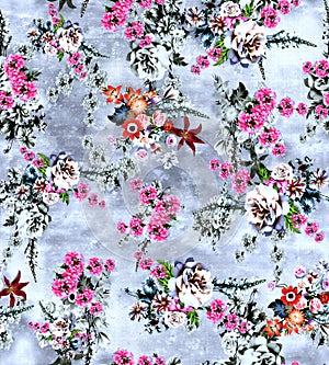 Seamless flower pattern floral allover design with background