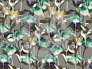 Seamless flower pattern floral allover design with background