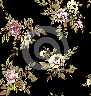 Seamless flower pattern floral allover design with background