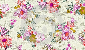 Seamless flower pattern floral allover design with background