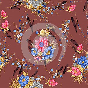 Seamless flower pattern, floral allover design,Textile Design.with background