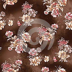 Seamless flower pattern floral design with digital background photo