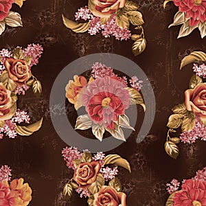 Seamless flower pattern floral design with digital background photo