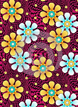 Seamless flower pattern on geometrical background photo