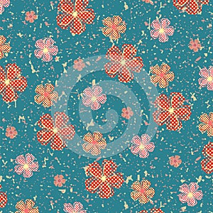 Seamless flowers on grunge texture