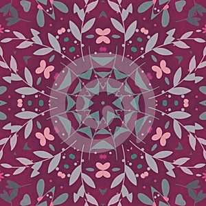 Seamless Flowers And Leaf Decorative Pattern With Background
