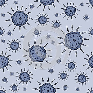 Seamless flowers pattern light grayish-blue