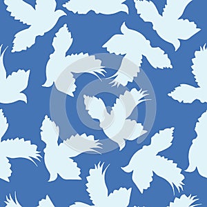 Seamless Flying Doves Of Peace Pattern, pigeons