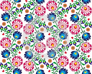 Seamless folk Polish pattern - wzor lowicki