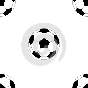 Seamless football isolated on white background, pattern of soccer ball icon. Flat vector illustration in black on white