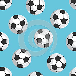 Seamless football pattern. Balls on a blue background