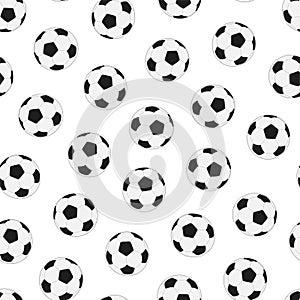 Seamless football pattern. Black and white design. Repeatable background with playing balls. Trendy sportive endless