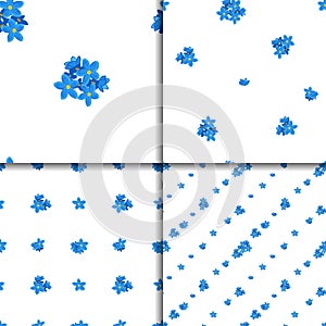 Seamless forget-me-not pattern set