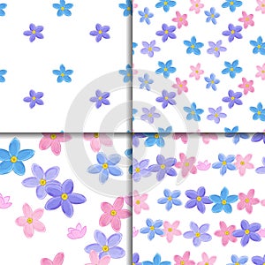 Seamless forget-me-not pattern set