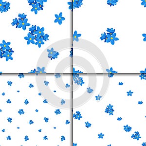 Seamless forget-me-not pattern set