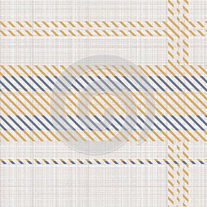 Seamless French country kitchen stitch stripe fabric pattern print. Yellow white vertical striped background. Batik dye