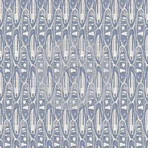 Seamless french farmhouse damask linen pattern. Provence blue white woven texture. Shabby chic style decorative fabric