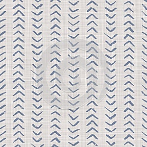 Seamless french farmhouse woven linen chevron texture. Ecru flax blue hemp fiber. Natural pattern background. Organic