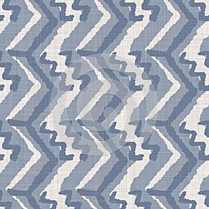 Seamless french farmhouse woven linen chevron texture. Ecru flax blue hemp fiber. Natural pattern background. Organic