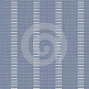 Seamless french farmhouse woven linen stripe texture. Ecru flax blue hemp fiber. Natural pattern background. Organic