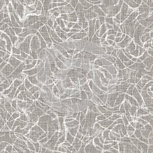 Seamless french neutral greige mottled farmhouse linen effect background. Provence grey white rustic washed out woven