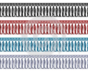 Seamless fringe with tassel cloth edge. Garment vector elements photo