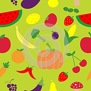 Seamless fruits and vegetables pattern