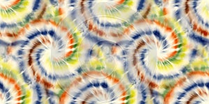 Seamless funky 1970s tie dye border motif pattern for surface design and print