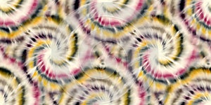 Seamless funky 1970s tie dye border motif pattern for surface design and print