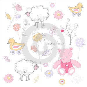 Seamless funky cartoon pattern. photo