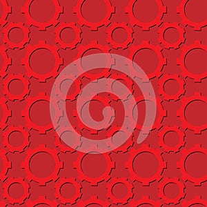 Seamless gear pattern red color with shadows