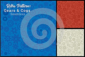 Seamless Gears Cogs Pattern 3 color options