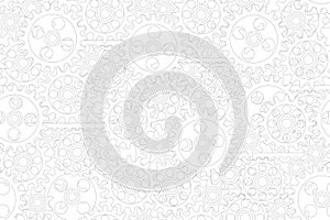 Seamless gears pattern outline white tech background. Industrial mechanics texture. Linear drawing web page fill backdrop.