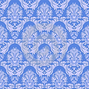 Seamless gently-blue damask Wallpaper for design.