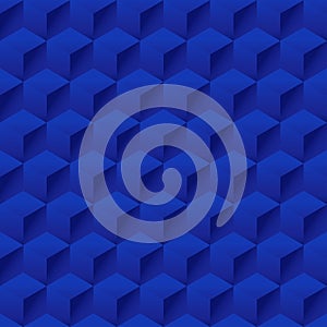 Seamless geometric 3d pattern, hexagon pattern, blue pattern with cubes