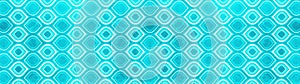Seamless geometric abstract turquoise aquamarine colorful paper textile tile wallpaper texture wide background banner panorama,