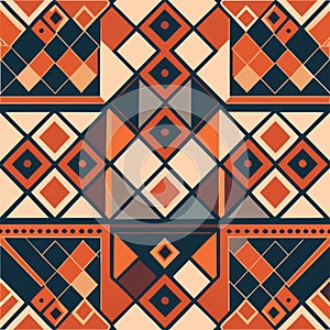 Seamless geometric African pattern. Ethnic ornament on the carpet. Aztec style. Tribal motif.   AI Generated