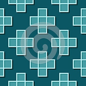 Seamless geometric background with square elements. Blue green 3d pattern