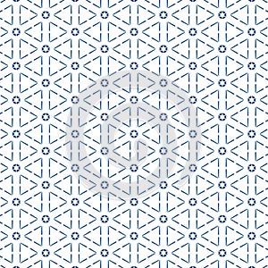 Seamless geometric blue traingle pattern in classic style. Repeating linear texture for wallpaper, packaging. photo