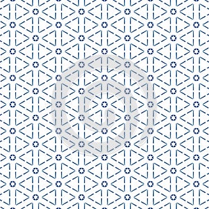 Seamless geometric blue traingle pattern in classic style. Repeating linear texture for wallpaper, packaging.