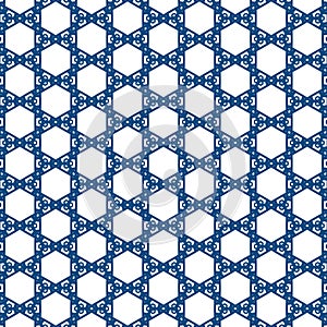 Seamless geometric blue traingle pattern in classic style. Repeating linear texture for wallpaper, packaging.