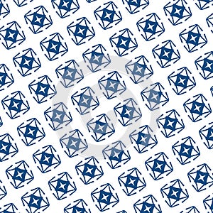 Seamless geometric blue traingle pattern in classic style. Repeating linear texture for wallpaper, packaging.