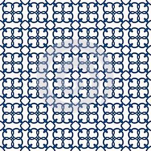 Seamless geometric blue traingle pattern in classic style. Repeating linear texture for wallpaper, packaging.