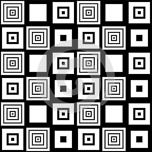 Seamless geometric checked black and white pattern