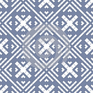 Seamless Geometric Checked Blue Pattern