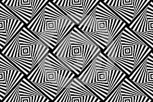 Seamless Geometric Checked Op Art Pattern. Striped Lines Texture