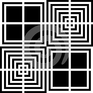 Seamless Geometric Checked Pattern. Black and White Texture